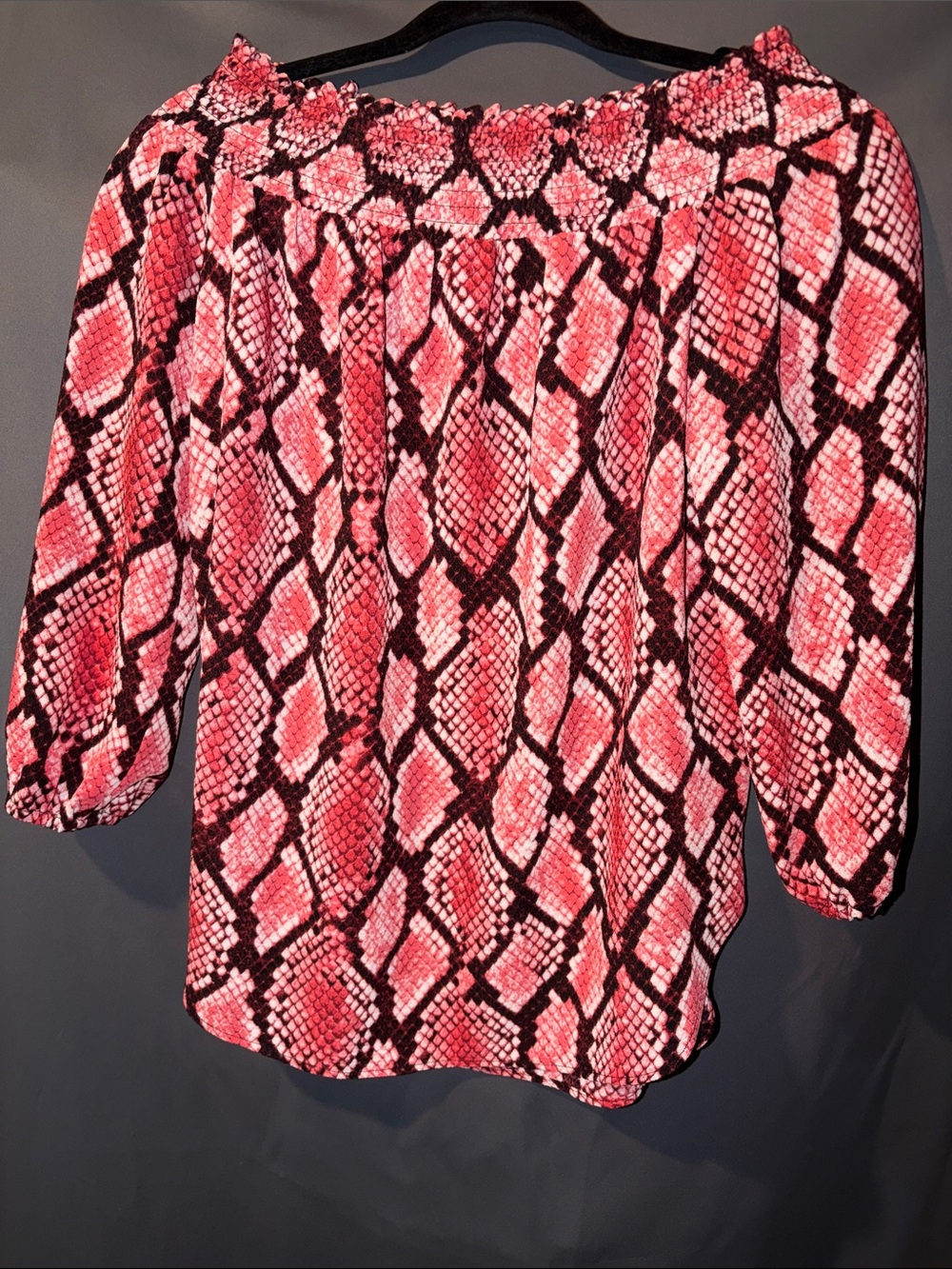 Michael Kors Pink Snake-Print Off-Shoulder Blouse